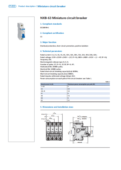 Chint NXB63 Series Circuit Breaker Documentation