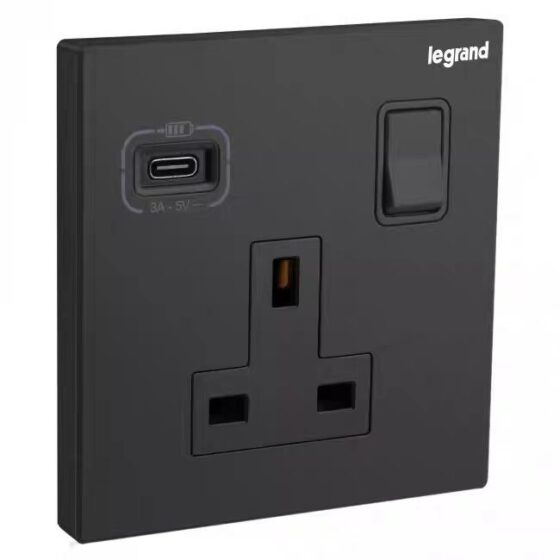 Legrand Galion Matt Black Universal Socket