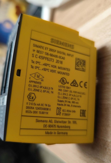 Siemens 6ES7136-6BA00-0CA0 fail-safe digital input module