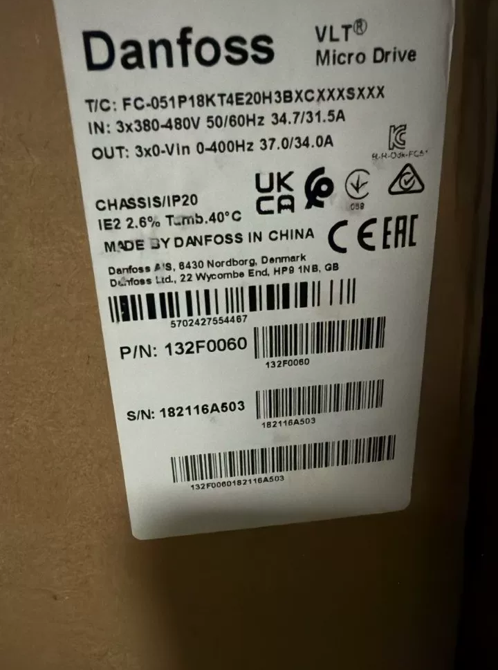 Danfoss FC-051P18KT4E20H3BXCXXXSXXX Inverter