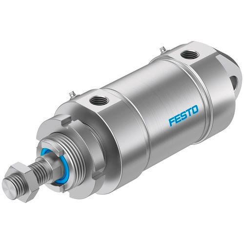 All-stainless-steel double-acting round cylinder, specially designed for food, pharmaceutical, humid and corrosive environments. Equipped with pneumatic cushioning adjustable at both ends (PPV), it meets the requirements of dynamic load and speed regulation.