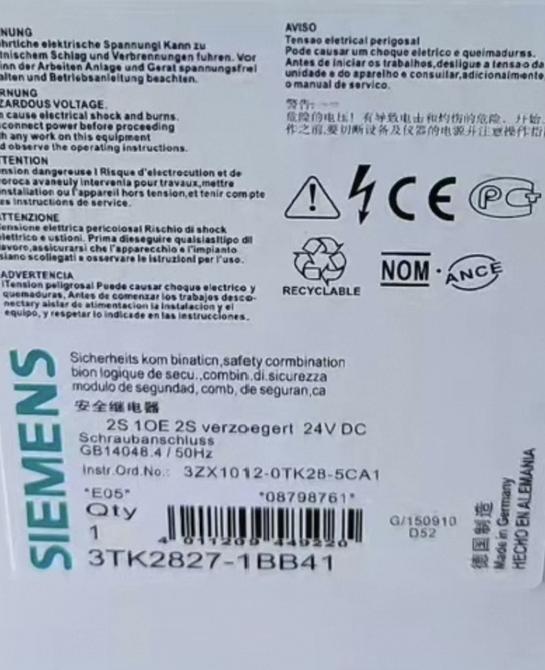 Siemens 3TK2827-1BB41 Safety Relay